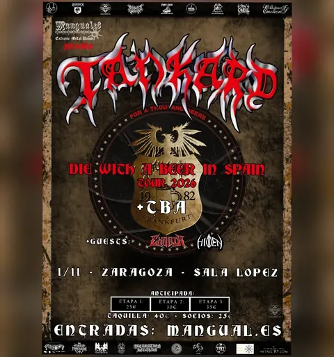 Cartel de TANKARD + tba + Exodia + Hidden