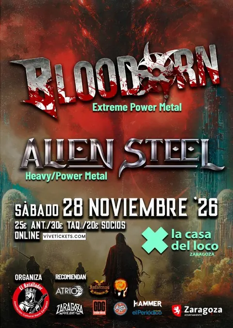 Cartel de BLOODORN + ALIEN STEEL
