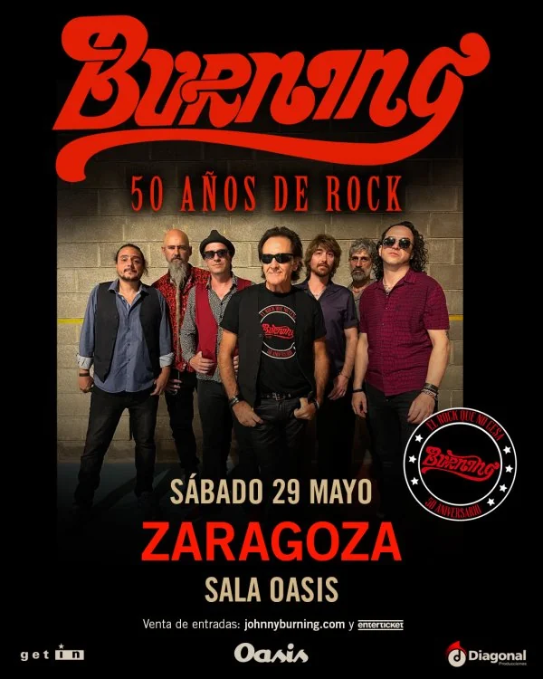 Cartell de Burning  (50 años de Rock)
